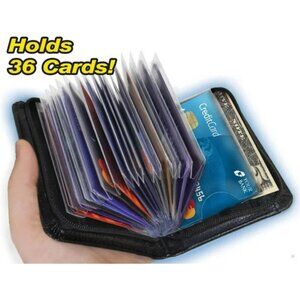 NEW LOCK Wallet RFID Blocking Faux Leather Travel Black Zip Around Window ID